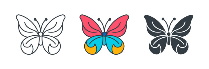 Butterfly icon symbol vector illustration isolated on white background