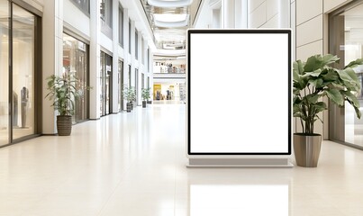 A vertical touchscreen kiosk with a blank white display, suitable for various applications.