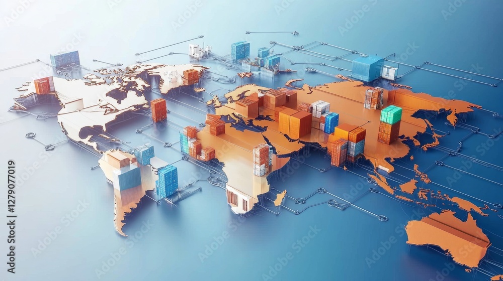 Poster dynamic animation of a world map with moving elements global animation interactive digital geography