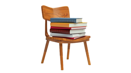 Chair and Book Stack on transparent background PNG.