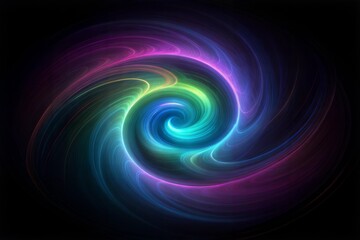Neon Swirling Lines on Black Background