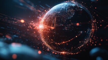 Obraz premium Visualize connectivity a dynamic globe with glowing lines global network 3d animation digital space futuristic concept