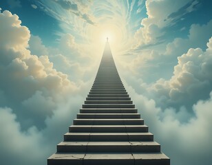 Stairway to Heaven Digital Art Peaceful Cloudscape