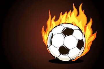 Fototapeta premium A flaming soccer ball against a dark background, symbolizing passion and intensity in the sport.