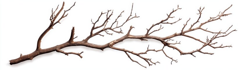 Obraz premium Twisted Branched Wood Piece Isolated on White Background Perfect for Artistic Displays and Natural Decor Elements