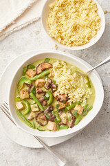 Green Bean Mushroom and Green Pepper Coconut Curry with Millet
