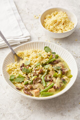 Green Bean Mushroom and Green Pepper Coconut Curry with Millet