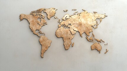 Beige World Map Cutout on Speckled Background