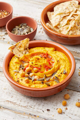 Pumpkin Hummus with Chips