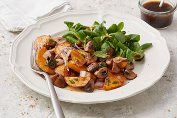 Fried Potatoes and Field Salad