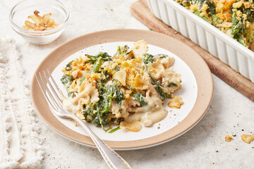 Farfalle Pasta Bake with Camembert and Bimi Broccoli