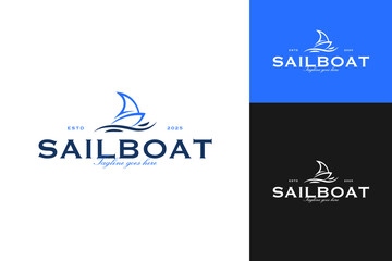 Obraz premium Sailboat logo design concept template illustration idea