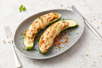 Stuffed Courgette with Tofu and Bechamel Sauce