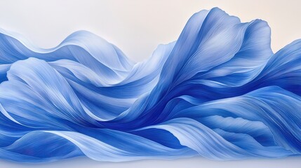 Graceful Flowing Blue Waves of Fabric Abstract Art Captivating Movement and Texture