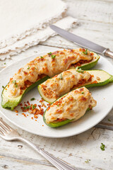 Stuffed Courgette with Tofu and Bechamel Sauce