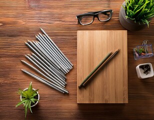 Pencil wood office. Generated image