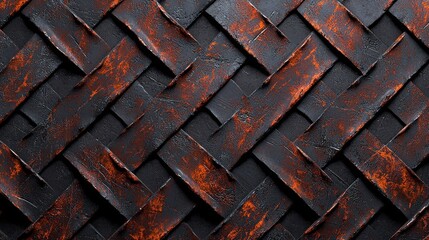 Textured Background of Woven Black and Orange Leather for Creative Projects and Designs