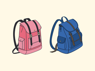 Vector Illustration of a School Bag in Line Art Design