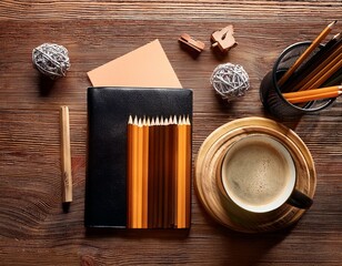 Pencil wood office. Generated image