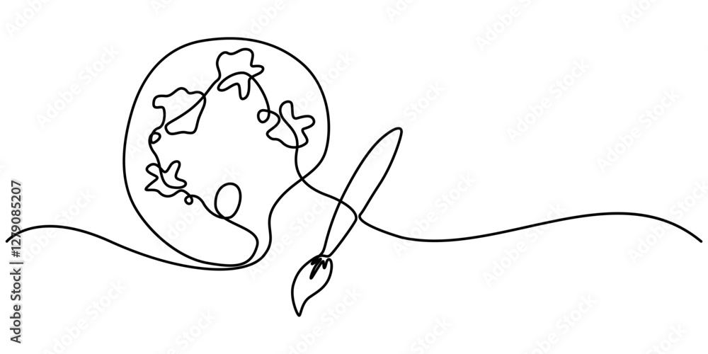 Poster one continuous line drawing of art class icon. single line vector illustration, continuous one line 