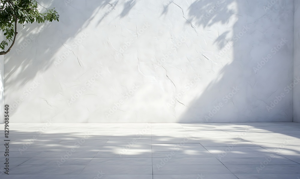 Poster White textured wall image featuring an empty central area, ideal for backgrounds or design projects.
