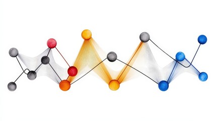 Obraz premium Abstract Colorful 3D Illustration of Connections and Networks in Vibrant Colors and Shapes