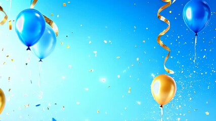 Blue and Gold Festive Ball Animation: Sparkling Holiday Ornament, Elegant Winter Celebration, New Year's Eve Decoration, Magical Christmas Ornament, Shimmering Holiday Design Element, Animated         - Powered by Adobe