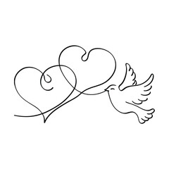 Intertwined Hearts, Dove, Love, Peace, Unity, Symbol, Romance, Wedding, Design, Illustration