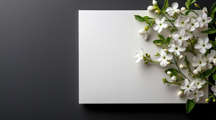 Delicate jasmine flowers on blank canvas for design