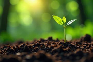 Young coffee seedling sprouts from a seed in the forest , plant, forest