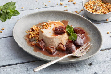 Semolina Pudding with Plum Sauce 