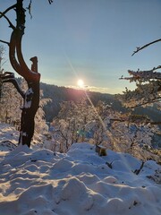 man walking in snow