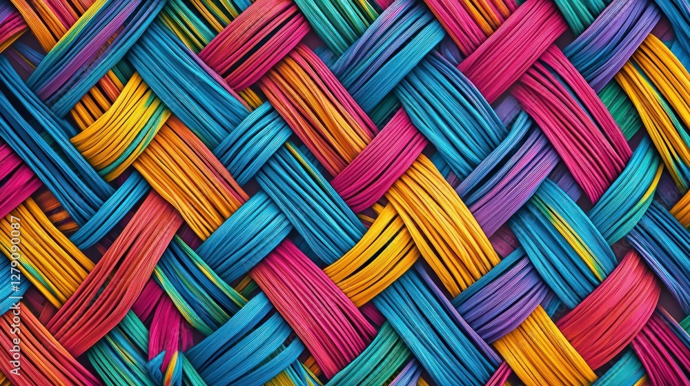 Aufkleber a colorful geometric pattern made from elastic materials stretching and moving in abstract formation