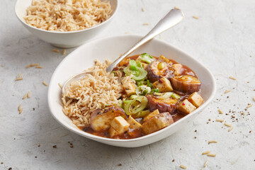 Aubergine in Szechuan Sauce with Rice