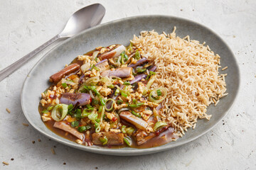 Aubergine in Szechuan Sauce with Rice