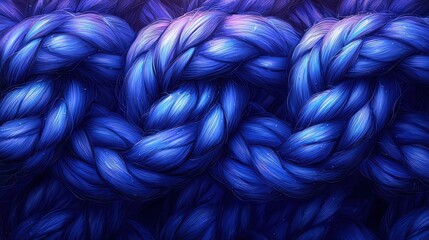 Textured Blue Rope with Intricate Braid and Rich Color Depth Ideal for Abstract Backgrounds