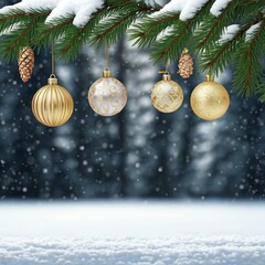 Christmas Decorations Hanging from Bare Tree Branches