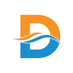Initial water Logo combine with letter D vector template