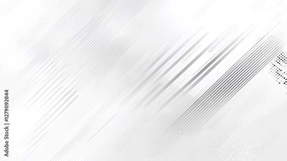 Aufkleber Abstract white background with diagonal lines and halftone pattern, creating a sense of dynamic perspective and movement