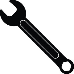 Wrench silhouette vector illustration for tools, mechanics, repair, construction, and engineering concepts, perfect for logos, icons, and industrial design projects.