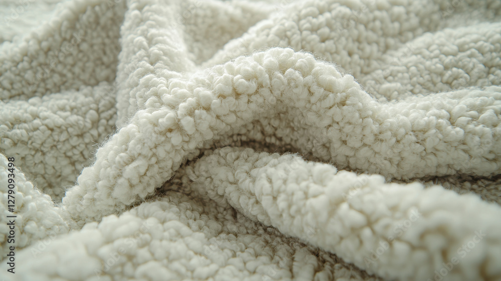 Poster close-up view of a soft fleece blanket with cozy fibers creating a warm atmosphere