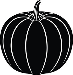 Pumpkin silhouette vector illustration for Halloween, fall, harvest, autumn, Thanksgiving, and seasonal designs, perfect for icons, logos, and festive projects.