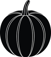 Pumpkin silhouette vector illustration for Halloween, fall, harvest, autumn, Thanksgiving, and seasonal designs, perfect for icons, logos, and festive projects.
