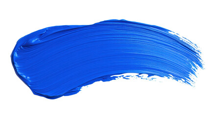 Vivid blue paint stroke, rich texture on canvas, ideal for art projects or creative designs, with ample space for text. Isolated on white background or PNG