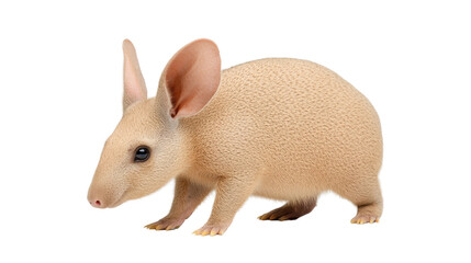 Small blonde desert animal, unique creature with large ears and tiny feet, showcasing natural cuteness and curiosity. Isolated on white background or PNG