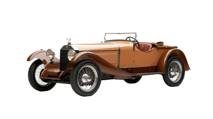 Classic convertible car, vintage design with wooden accents, set against a sunny backdrop, perfect for nostalgic themes. Isolated on white background or PNG