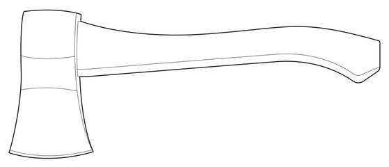 Axe outline vector illustration . Black line. Coloring page