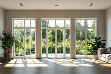 Realistic 4K interior view with abundant natural light