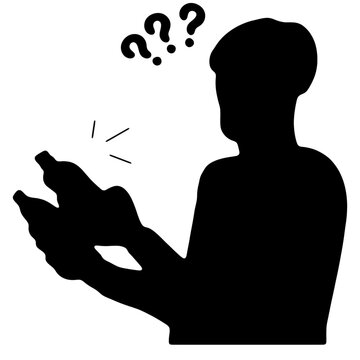 recommend clip art: comparing what to buy decision making confusion illustration black silhouette