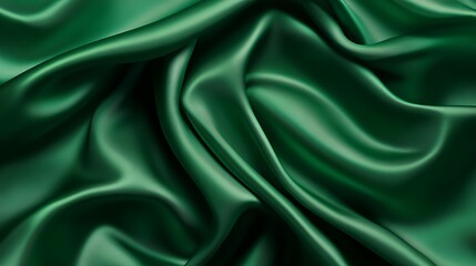 Obraz premium Luxurious Emerald Green Silk Draped Fabric